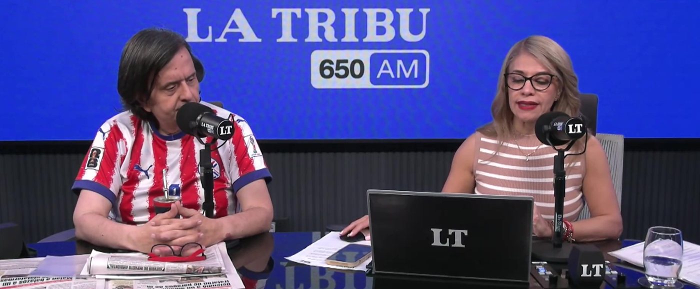 Cynthia Noguera y Pedro Kriskovich al aire en el estudio de La Tribu 650 AM